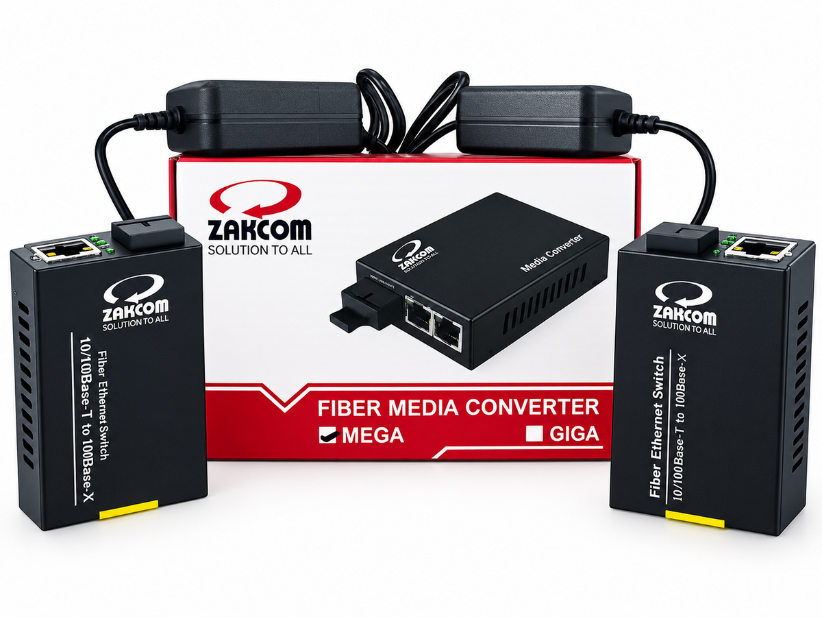 ZAKCOM Fiber Media Converter Mega 10/100Mbps