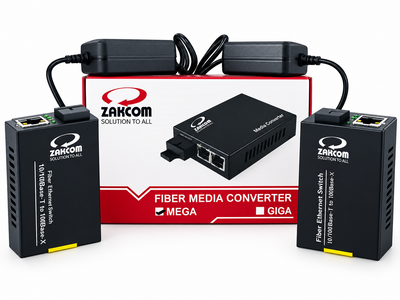 ZAKCOM Fiber Media Converter Mega 10/100Mbps
