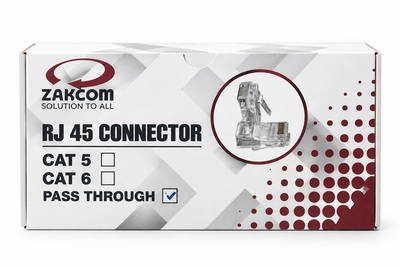 ZAKCOM RJ45 Pass Through Connector Box 100 Pcs